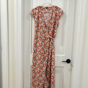 Multicolored Wrap Tie Front Midi Sundress